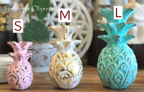 パイナップルのオブジェ【Lサイズ】【4色展開】木彫りの置き物